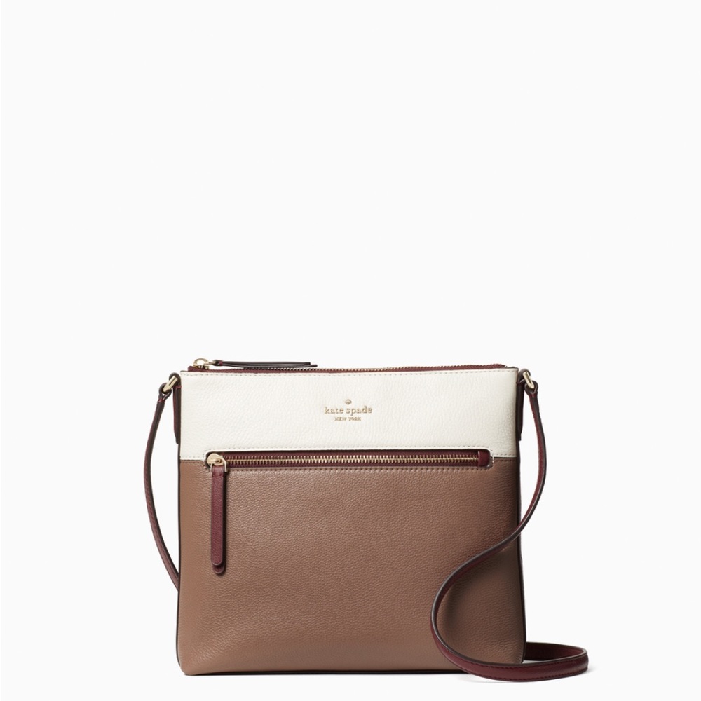 KATE SPADE NEW YORK JACKSON NEUTRAL MULTI COLOR BLOCK CROSSBODY BAG LEATHER